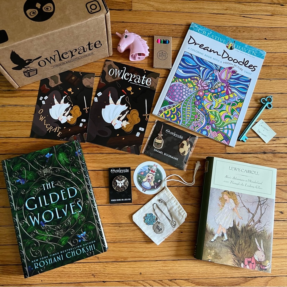 Owlcrate Fantasy Book Bundle Alice in Wonderland + Gilded Wolves, Book Club